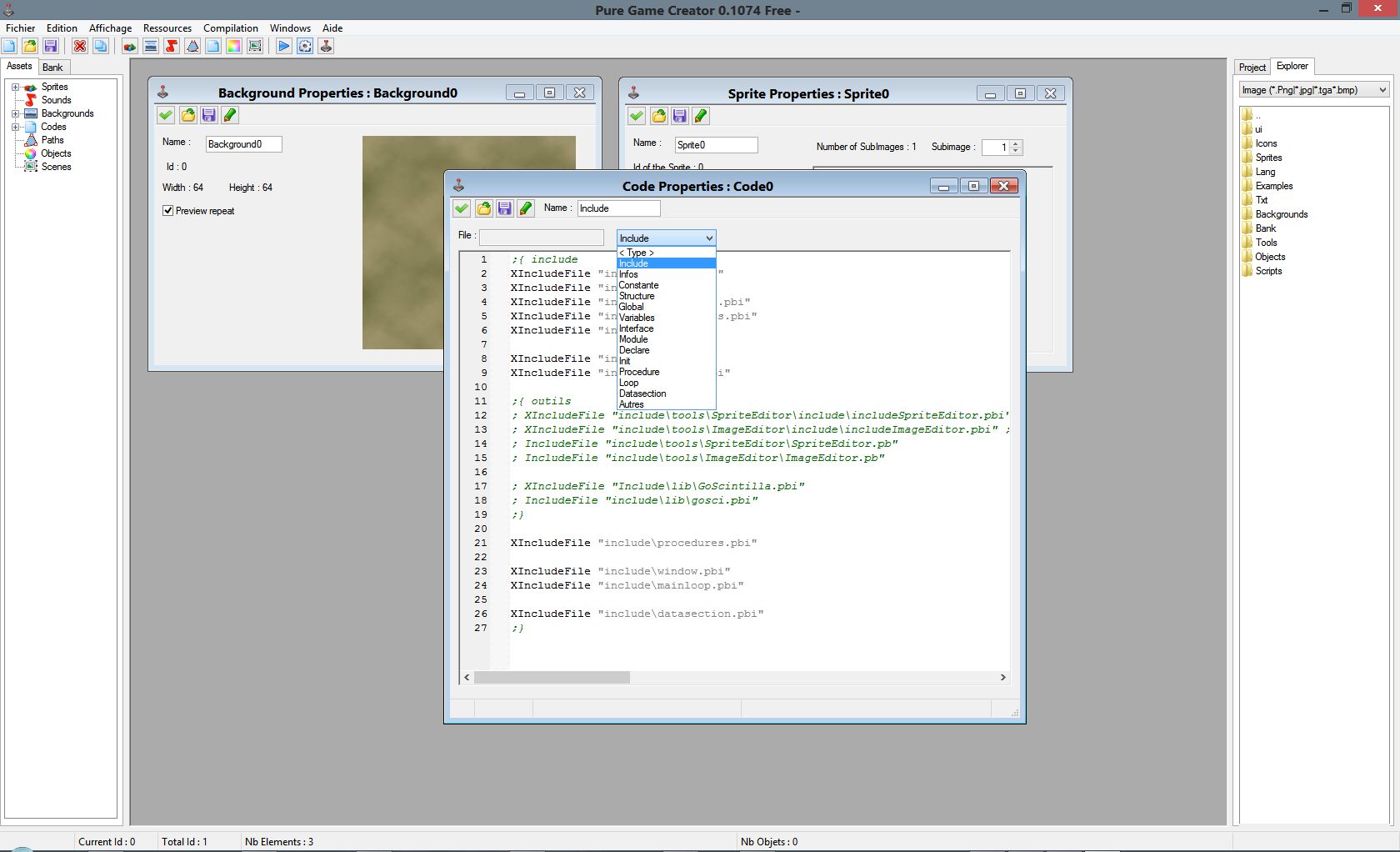 Logiciel : Editeur de jeu Screenshot0.1_code